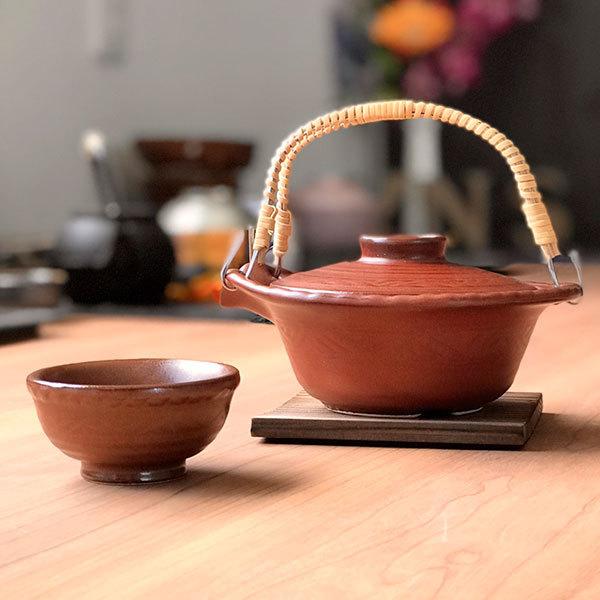 鉄赤平形土瓶むし 萬古焼 和食器 土瓶むし 業務用 和食 和風 松茸料理