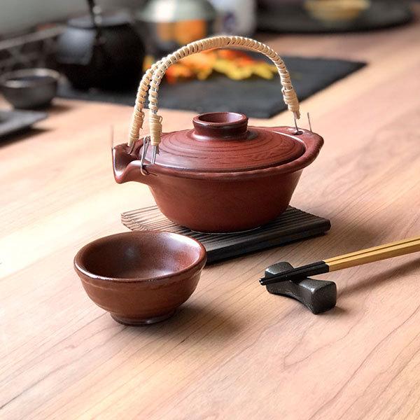 鉄赤平形土瓶むし 萬古焼 和食器 土瓶むし 業務用 和食 和風 松茸料理