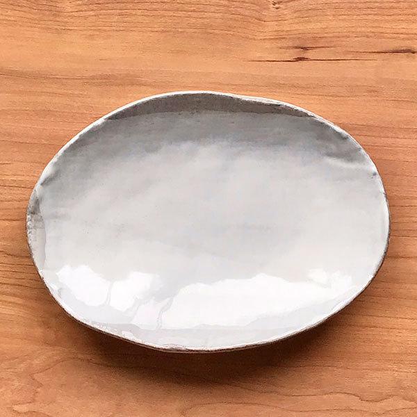 白刷毛目 8号小判皿 和食器 楕円皿 業務用 約24cm 和食 和風 天ぷら