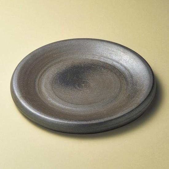 和食器 布志名焼 湯町窯 角 大皿 19.5cm 浪紋濃茶 黄釉 和食器 布志名