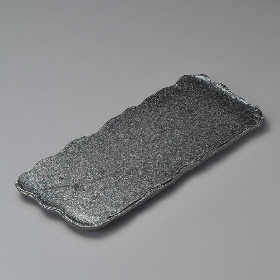 黒窯変14.0長角皿 信楽焼 和食器 長角大皿 業務用 約42cm 和食 和風