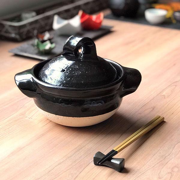 黒釉一人用御飯鍋 信楽焼 和食器 ごはん鍋 業務用 和食 和風 白米