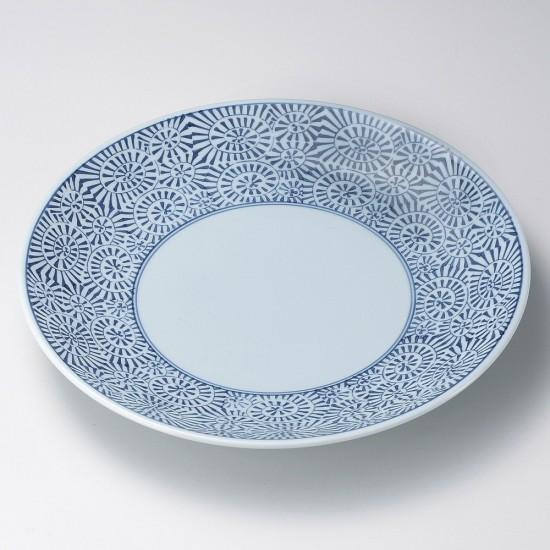 タコ唐草11号皿 有田焼 和食器 丸大皿 業務用 約34cm 和食 和風 ふぐ