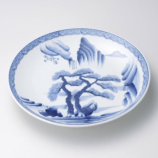 山水12号皿 有田焼 和食器 丸大皿 業務用 約36.8cm 和食 和風 ふぐ刺し