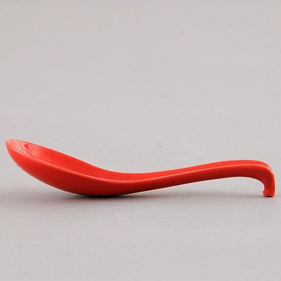 赤釉ラーメンレンゲ 中華食器 レンゲ 業務用 約18cm 磁器製 レッド