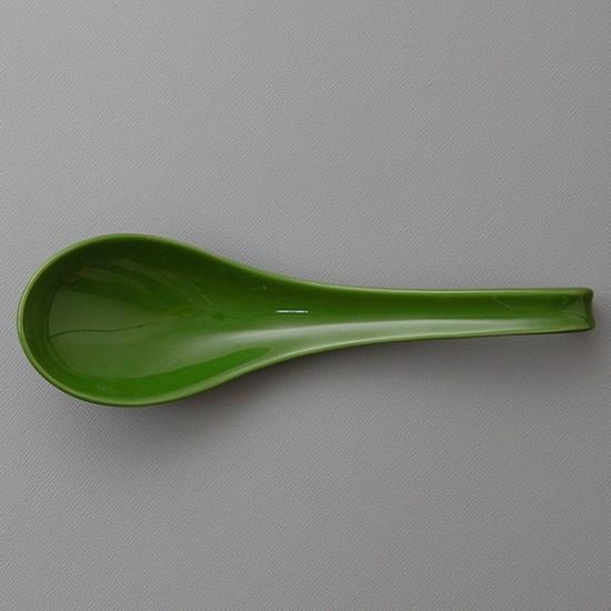 緑釉ラーメンレンゲ 中華食器 レンゲ 業務用 約18cm 磁器製 グリーン