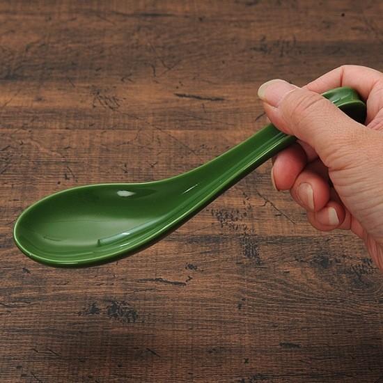 緑釉ラーメンレンゲ 中華食器 レンゲ 業務用 約18cm 磁器製 グリーン