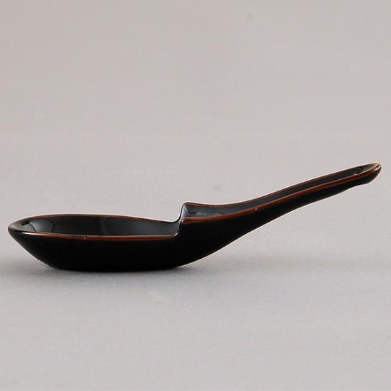 天目アゴ付穴レンゲ 中華食器 レンゲ 業務用 約15.5cm 磁器製 黒