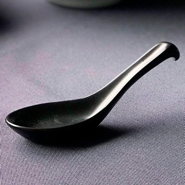 黒マット片掛レンゲ 中華食器 レンゲ 業務用 約14.5cm 磁器製 れんげ