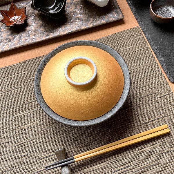 金彩黒油滴平蓋向 和食器 蓋向・円菓子碗 業務用 約17.1cm 和食 和風