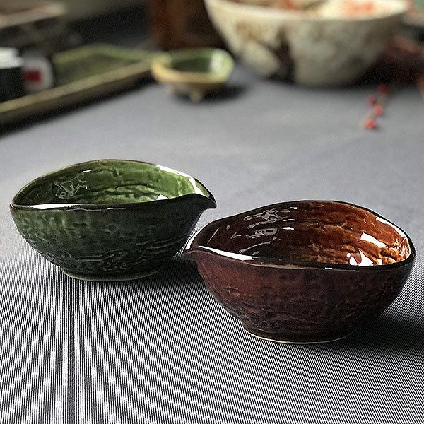 アメ釉たわみ型片口小付 和食器 小鉢（小） 業務用 約11.2cm : 業務用