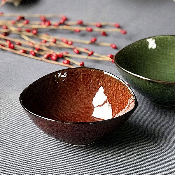 アメ釉レモン型小鉢 和食器 小鉢（大） 業務用 約13.1cm 茶色 和食