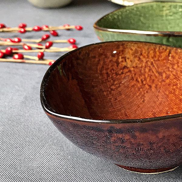 アメ釉レモン型小鉢 和食器 小鉢（大） 業務用 約13.1cm 茶色 和食
