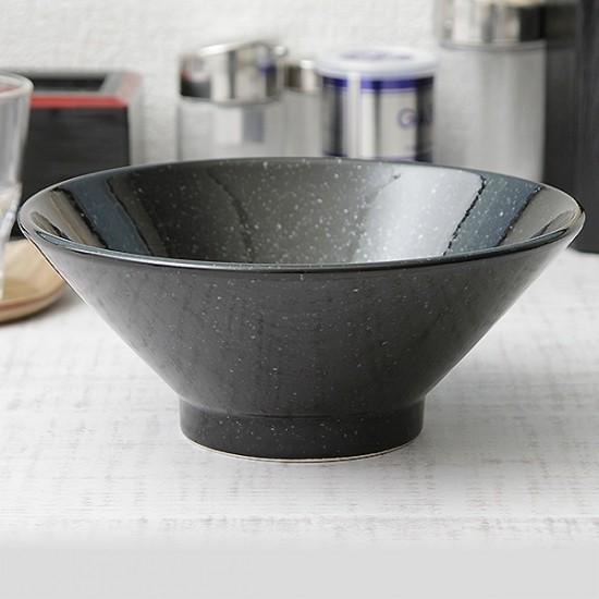 6.5寸切立高台丼 黒御影 中華食器 ラーメン丼 業務用 らーめん丼