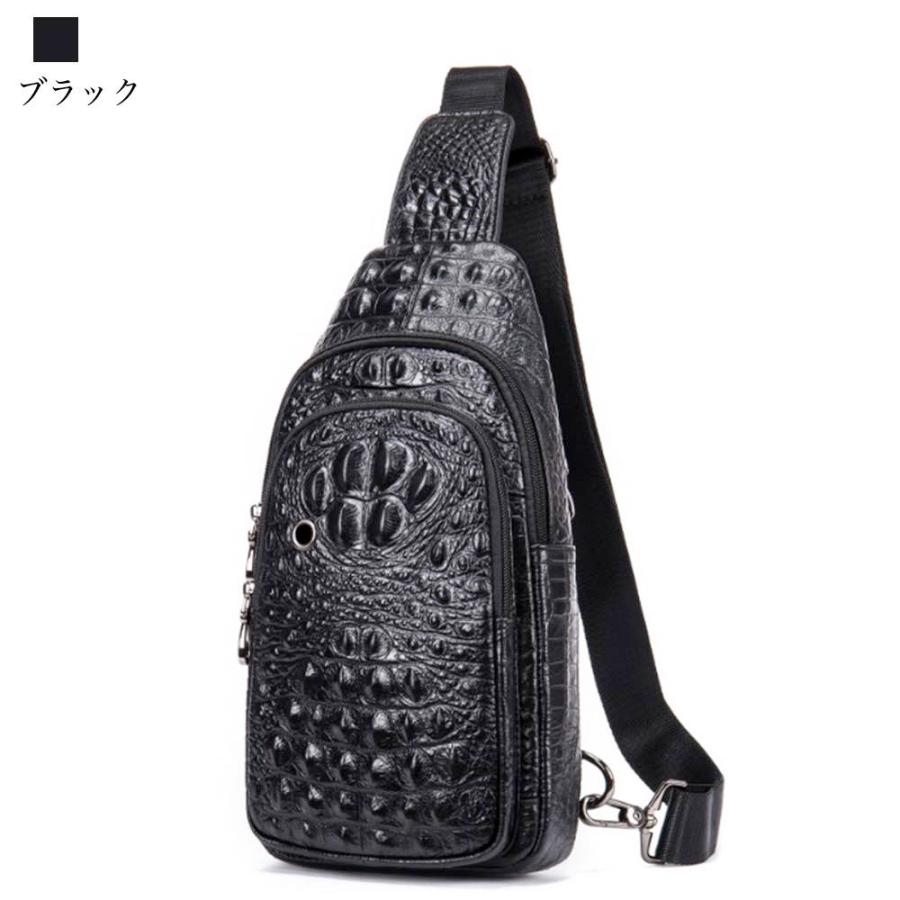 ボディバッグ メンズ クロコダイル調ボディバッグ 高級 軽い 大きめ 