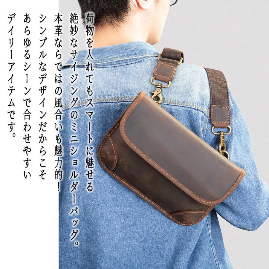 ショルダーバッグ メンズ コンパクト本革ショルダーバッグ 斜めがけ