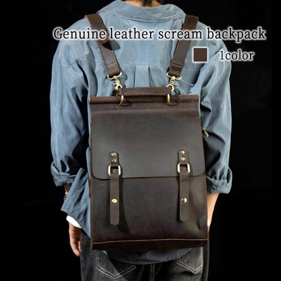 リュック メンズ 本革スクエアバックパック ブランド ビジネス 大容量 安い おしゃれ 50代 20代 旅行 革 通勤 30代 40代 本革 軽量 軽い A4 皮 レザー 人気