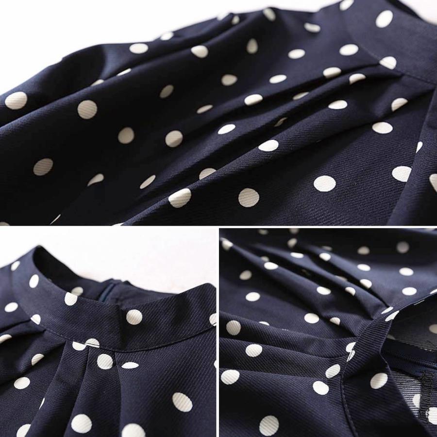 ワンピース レディース ドット柄ワンピース 人気 50代 おしゃれ 白