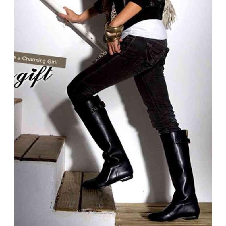 レザー ブラック ロングブーツ ロングブーツ レディース シンプル 疲れない 皮 夏 ゆったり 防水 40代