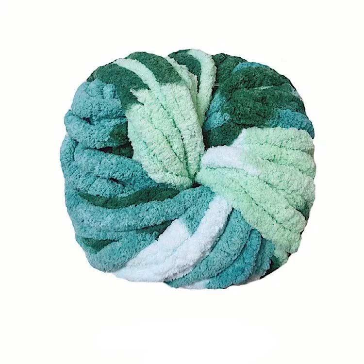 チャンキーニット 毛糸 幅2cm モールヤーン 太い 極太 虹色 配色  