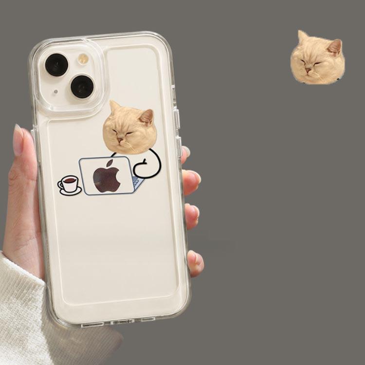 iPhone15 pro ケース おもしろ iPhone 15 クリア アップルマーク iPhoneケース 韓国 かわいい 猫 イヌ 犬 柴犬 ポメラ｜minoaka｜04