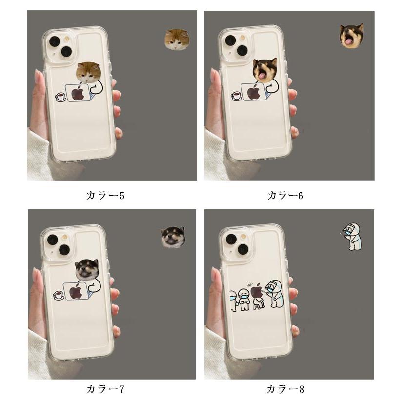 iPhone15 pro ケース おもしろ iPhone 15 クリア アップルマーク iPhoneケース 韓国 かわいい 猫 イヌ 犬 柴犬 ポメラ｜minoaka｜08