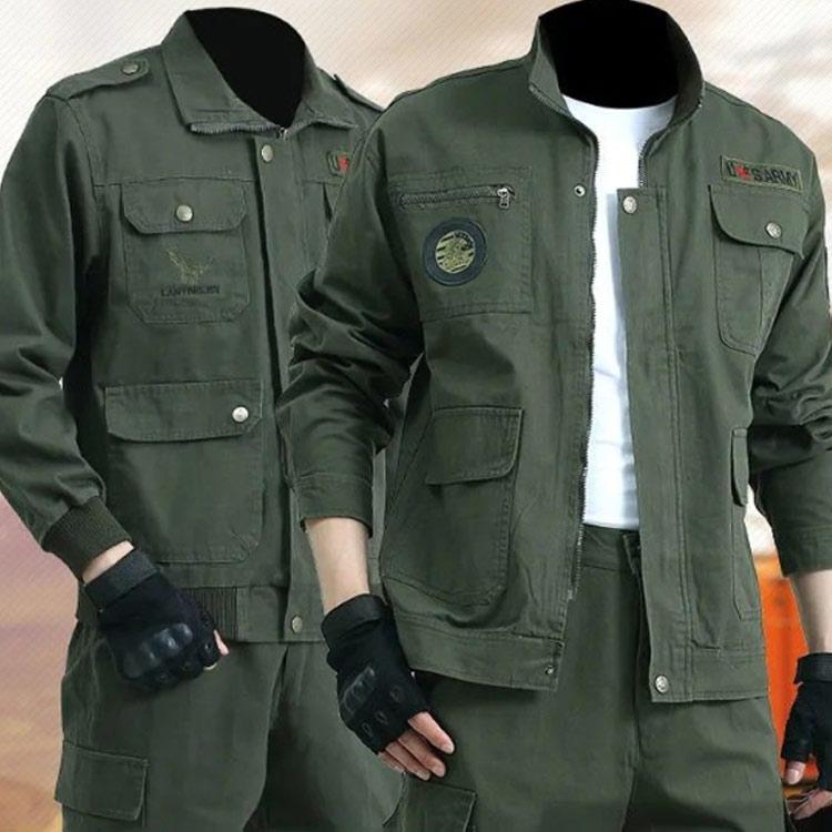 作業服 メンズ ミリタリー ジャケット ロングパンツ 2点セット 春 秋