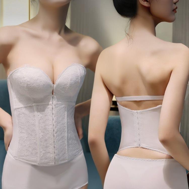 ブライダルインナー ビスチェ 背中開き 総レース ドレスインナー