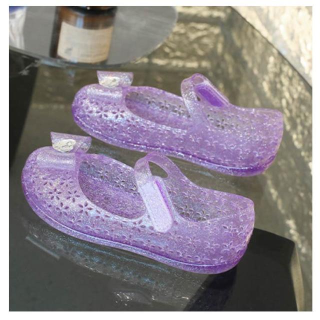 キッズ クリアサンダル 女の子 キラキラ ラメ サンダル 透明 ガラスの