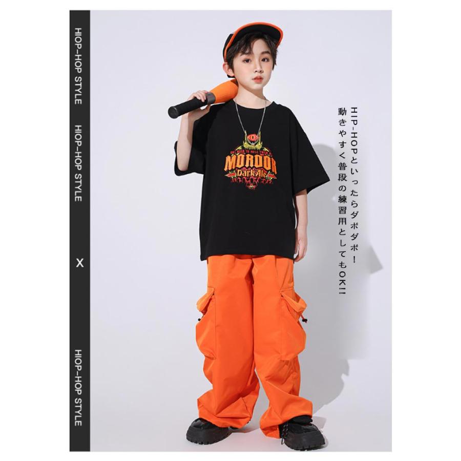 オレンジキッズ　12ヶ月分 ダンスパンツ オレンジ キッズダンス カーゴパンツ 女の子 男の子