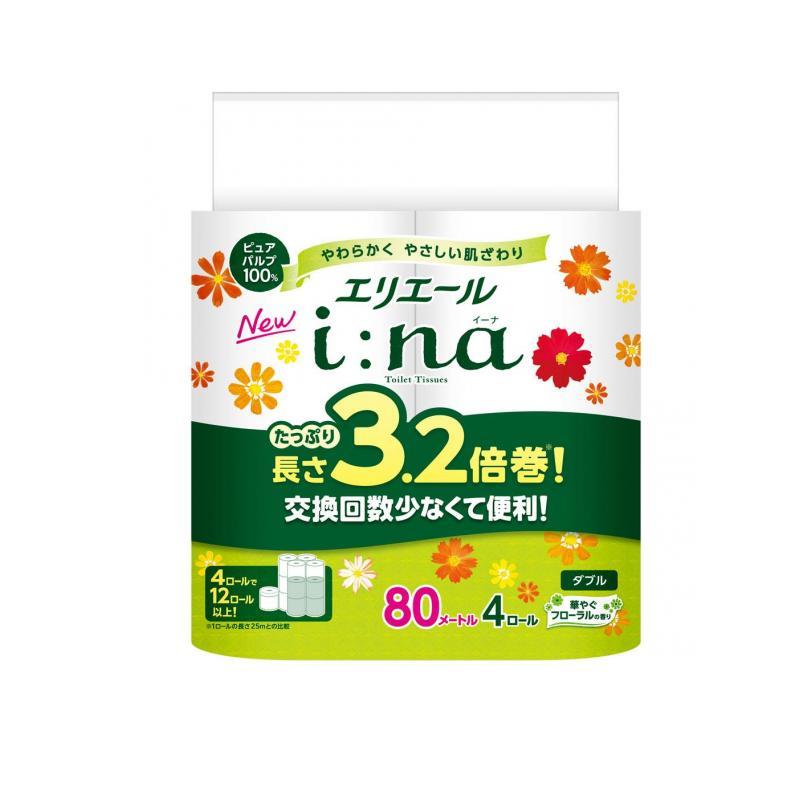 2980円以上で注文可能  エリエール i:na(イーナ) トイレットティシュー 3.2倍巻 ダブル 4ロール入 (1個)（Yahoo!・みんなのお薬MAX(みんなのお薬)）