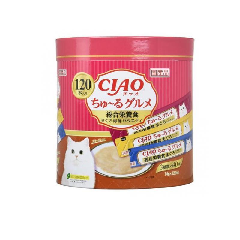 いなば 猫用 CIAOちゅ〜る(チャオちゅーる)グルメ 総合栄養食 まぐろ海鮮バラエティ 14g× 120本入 (1個) | 