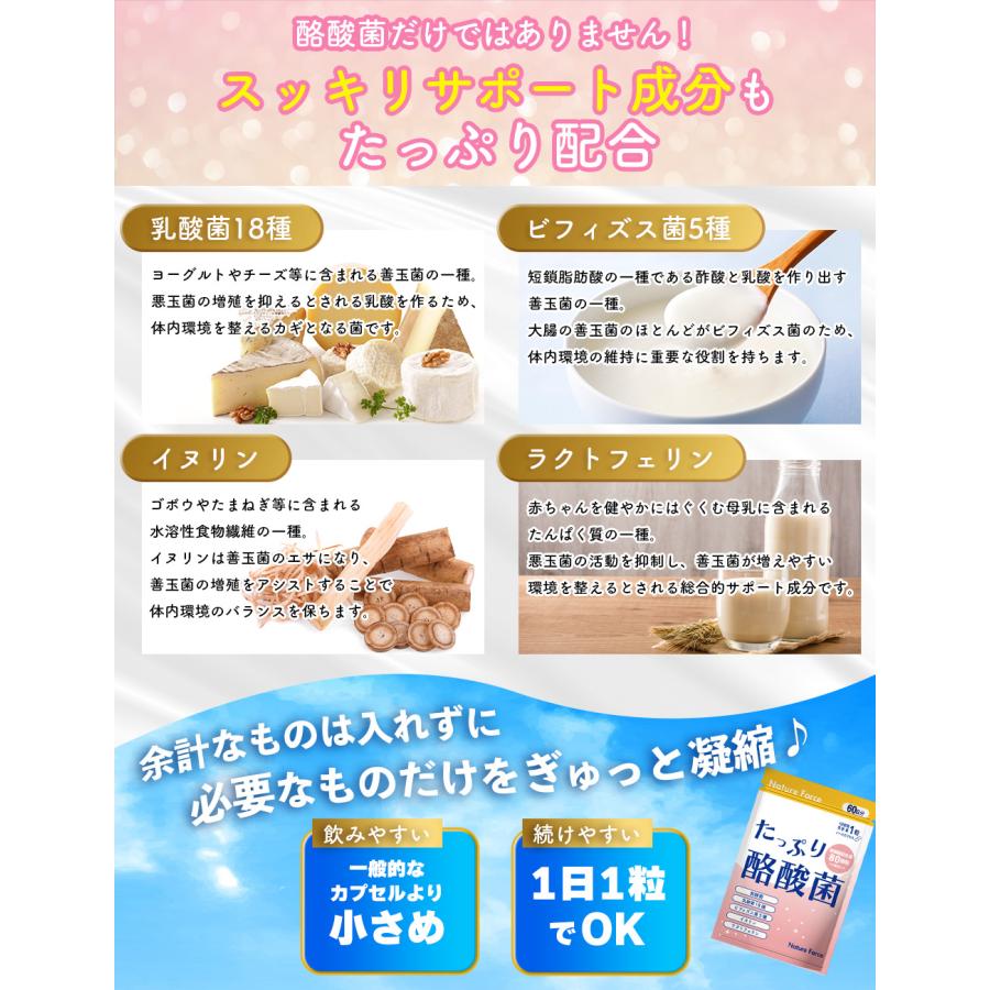 クーポン有 薬剤師監修 生きた酪酸菌 80億個 60日分 サプリ 乳酸菌 ネイチャーフォース たっぷり酪酸菌 3個セット_5