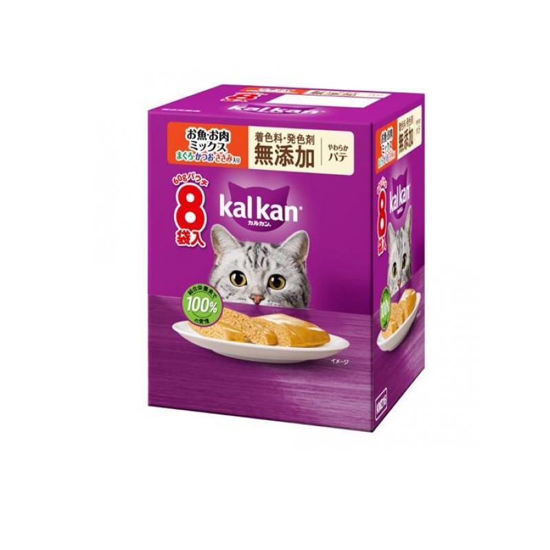 kalkan カルカンパウチ やわらかパテ お魚・お肉ミックス まぐろ・かつお・ささみ入り 60g× 8袋入 (1個)