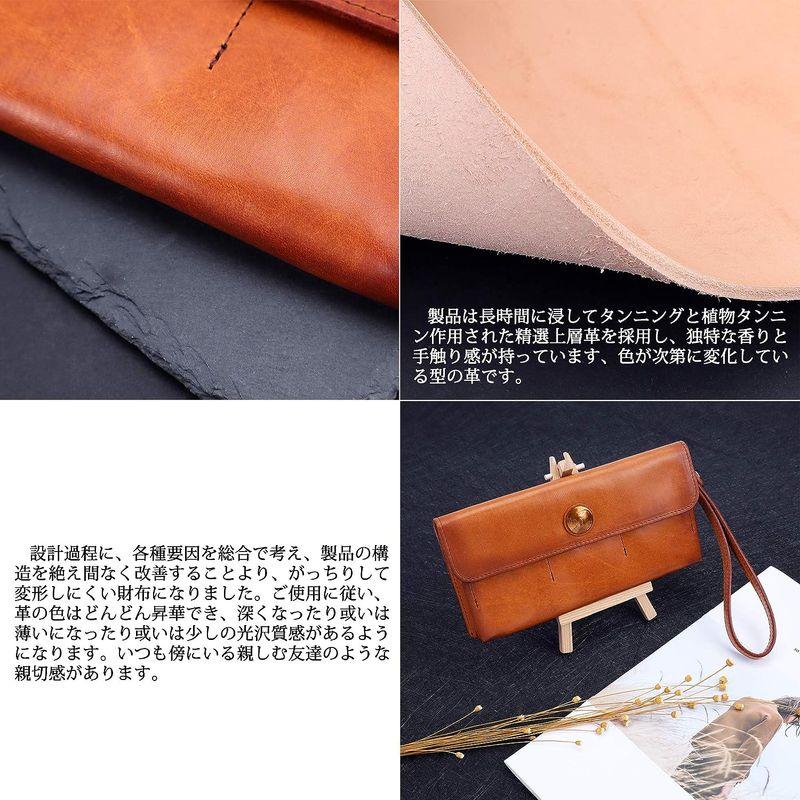 IJUN 長財布 本革 メンズ リストレットバッグ 小銭入れ付き タンニンなめし革 ヌメ革 長財布 本革 メンズ リストレットバッグ 小銭入れ付き タンニンなめし革 ヌメ革