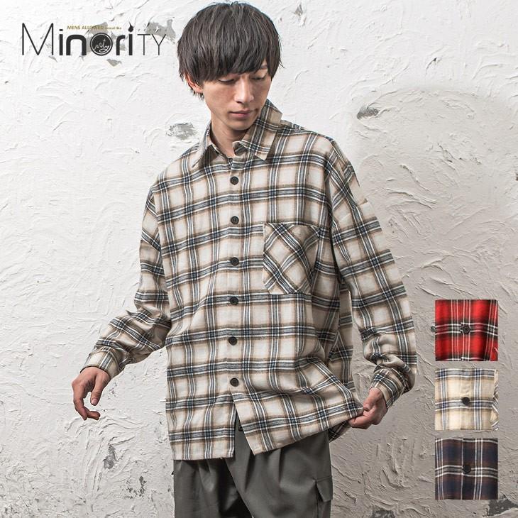 ドルマン シャツ メンズ 長袖 チェック ビッグシルエット ビッグサイズ ドルマンスリーブ ビッグシャツ ビッグ 秋服 秋 冬服 秋冬 Minority Yahoo 店 通販 Yahoo ショッピング