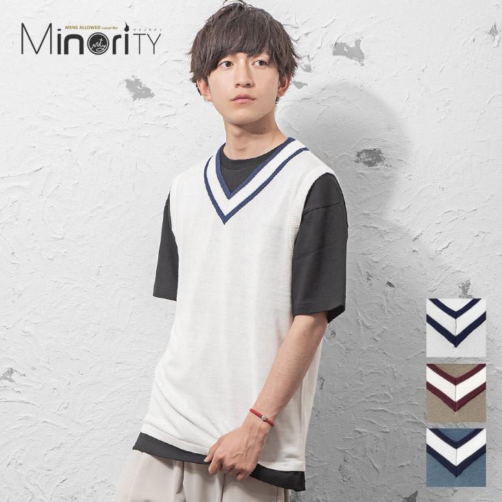 ニットベスト メンズ ニット ベスト メンズ サマーニット メンズ ニット ベスト Vネック サマー ニット チルデンニット 春服 春 夏服 639 Minority Yahoo 店 通販 Yahoo ショッピング