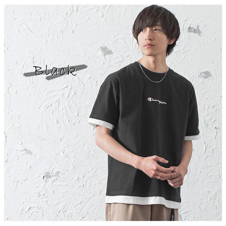チャンピオン Tシャツ メンズ 半袖 ビッグtシャツ Champion Tシャツ 重ね着風 レイヤード ロゴt クルーネック 秋服 秋 冬服 秋冬 Minority Yahoo 店 通販 Yahoo ショッピング