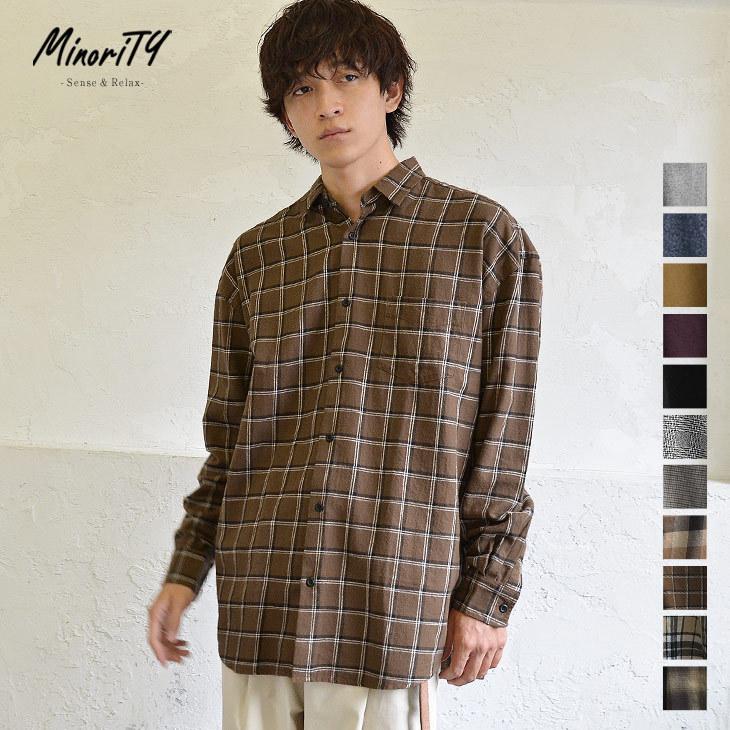 ビッグシルエット シャツ メンズ チェックシャツ メンズ ネルシャツ メンズ 春 Minority Yahoo 店 通販 Yahoo ショッピング