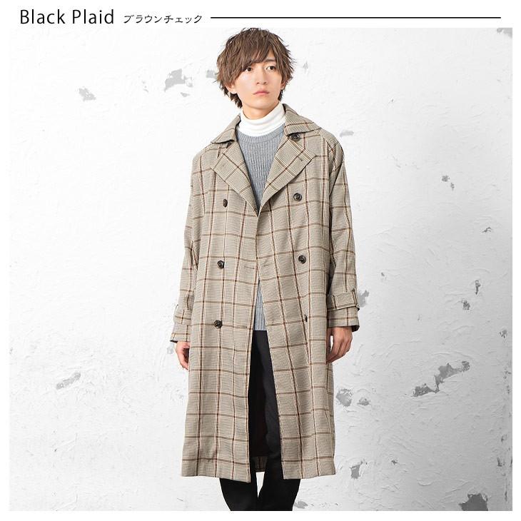 コート メンズ コート 秋冬 トレンチコート ロング丈 ビッグシルエットコート オーバーサイズコート チェック柄 コート ロングコート 秋服 秋 冬服 秋冬 626 Minority Yahoo 店 通販 Yahoo ショッピング