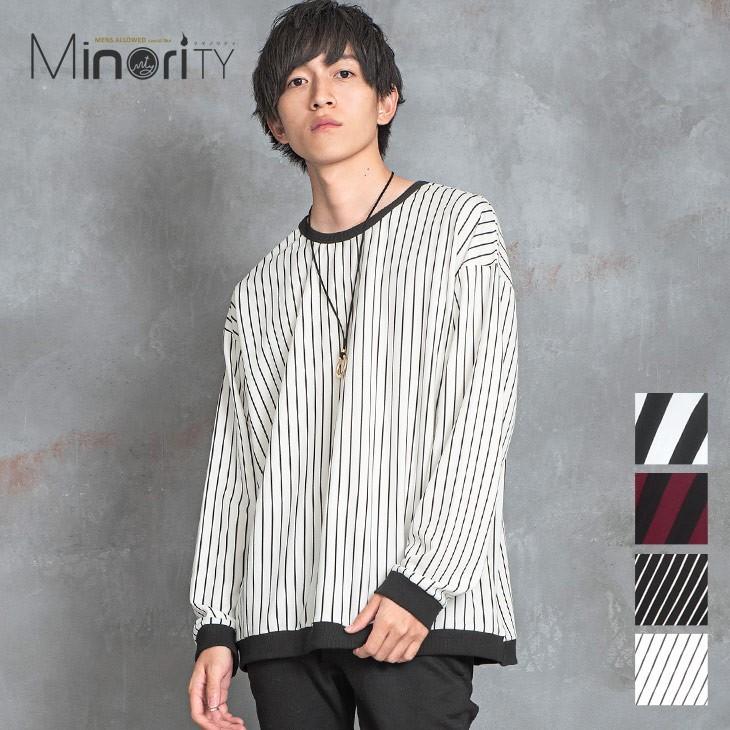 トレーナー メンズ ビッグtシャツ メンズ 長袖 ロンt メンズ ストライプ ビッグシルエットtシャツ ゆったり 大きいサイズ 無地 秋服 秋 冬服 秋冬 Minority Yahoo 店 通販 Yahoo ショッピング