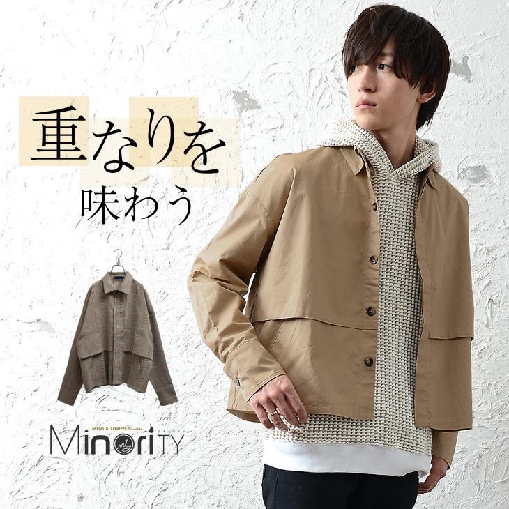 シャツジャケット メンズ トレンチシャツ ライトアウター メンズ ジャケット メンズ 春 ショート丈 アウター メンズ 春 春服 Minority Yahoo 店 通販 Yahoo ショッピング