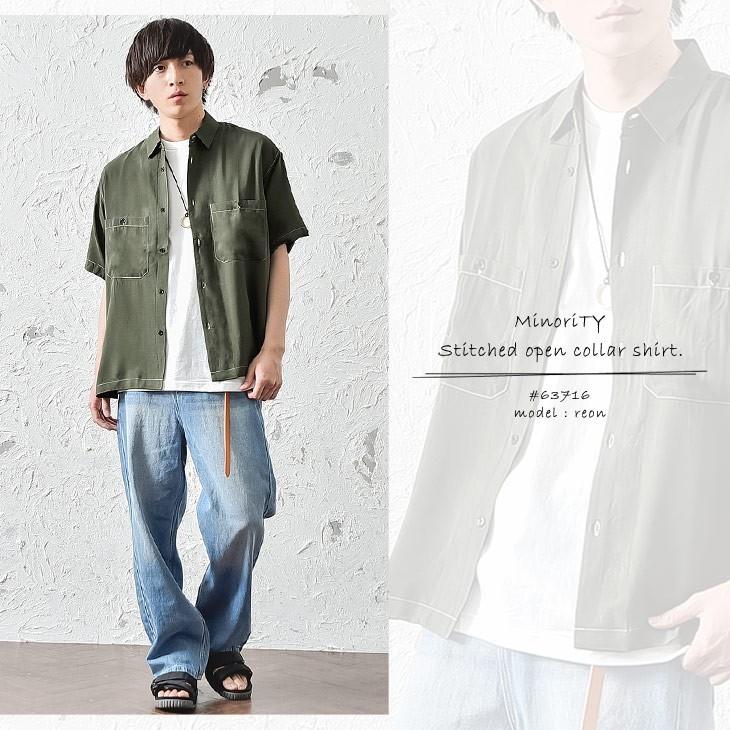 シャツ メンズ ビッグシルエット オーバーサイズシャツ 半袖シャツ ステッチ シャツ ライトアウター 羽織り 大きいサイズ ゆったり 秋服 秋 冬服 秋冬 Minority Yahoo 店 通販 Yahoo ショッピング