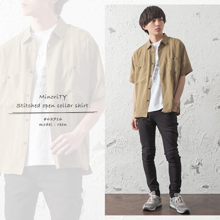 シャツ メンズ ビッグシルエット オーバーサイズシャツ 半袖シャツ ステッチ シャツ ライトアウター 羽織り 大きいサイズ ゆったり 秋服 秋 冬服 秋冬 Minority Yahoo 店 通販 Yahoo ショッピング