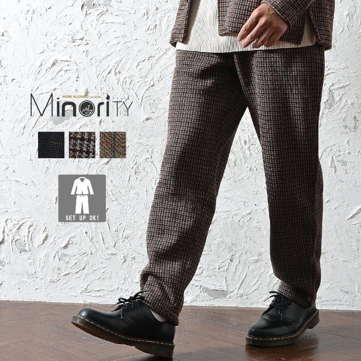 テーパードパンツ メンズ 太め チェックパンツ メンズ ワイドパンツ メンズ 冬 ウエストゴム ズボン メンズ ウエストゴム ズボン メンズ 秋服 秋 Minority Yahoo 店 通販 Yahoo ショッピング