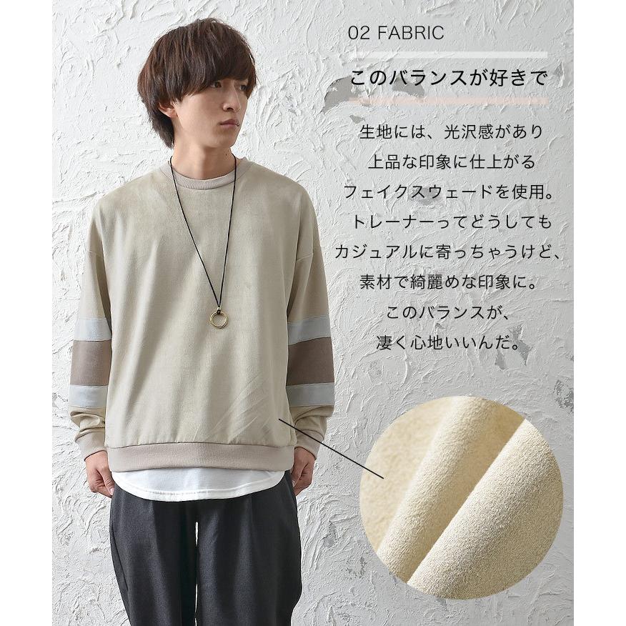 トレーナー メンズ 大きい トップス メンズ 切り替えトップス 切り替え トレーナー スウェット メンズ 上 フェイクスウェード ゆったりトレーナー 秋服 冬服 Minority Yahoo 店 通販 Yahoo ショッピング