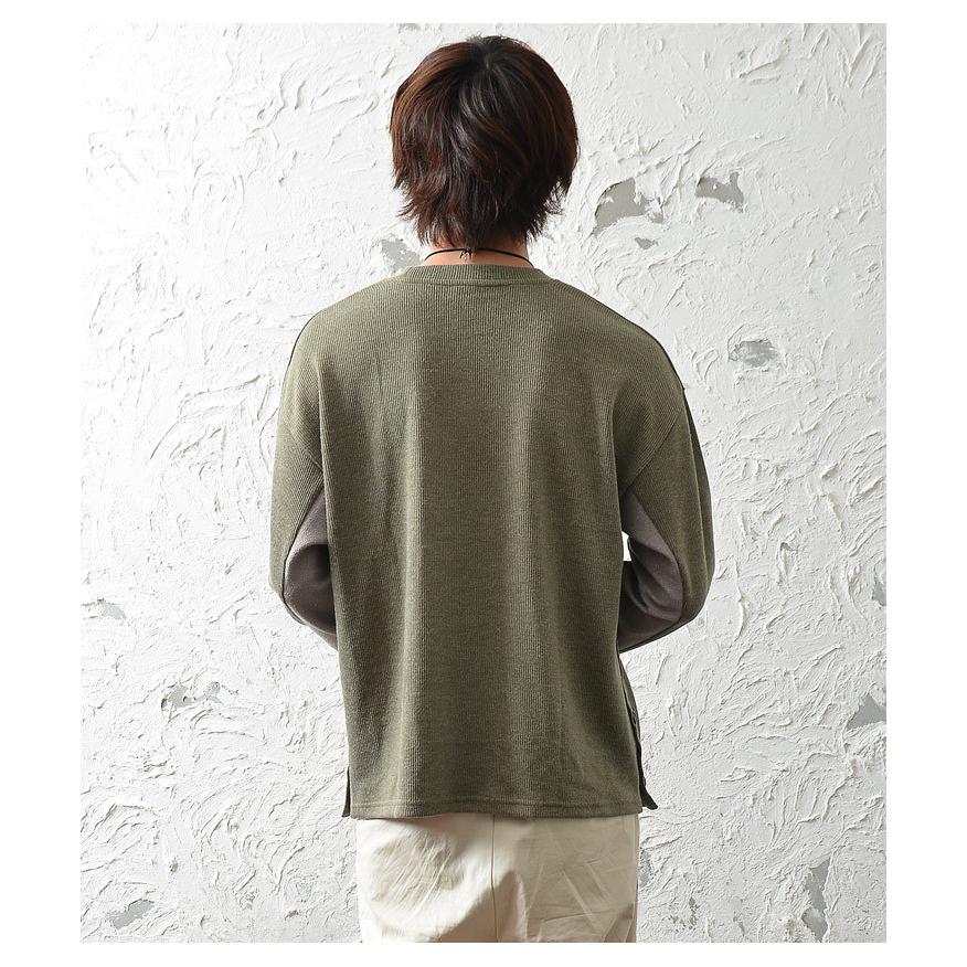 カットソー メンズ 長袖 ニットソー メンズ ニットセーター メンズ 切り替えトップス 切り替えトップス ゆったりニット 秋服 秋 冬服 秋冬 Minority Yahoo 店 通販 Yahoo ショッピング