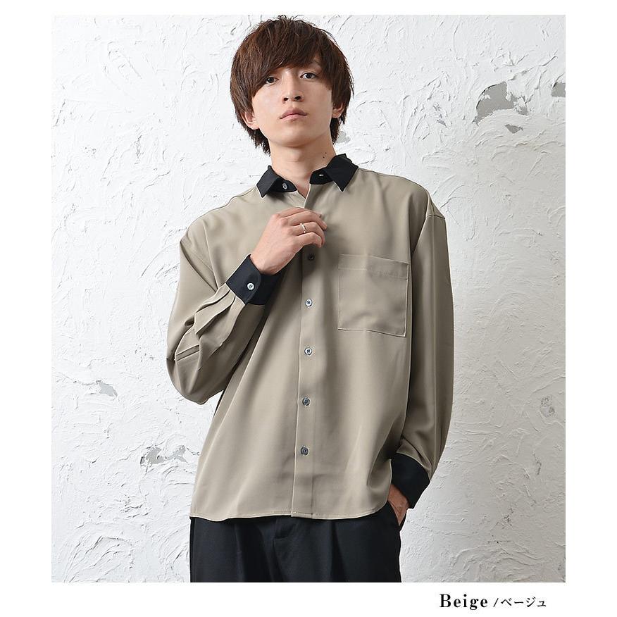 シャツ メンズ 長袖 とろみシャツ ブラウス とろみ素材 オーバーサイズシャツ ビッグシルエット シャツ 長袖シャツ 切り替え 秋服 秋 冬服 秋冬 Minority Yahoo 店 通販 Yahoo ショッピング
