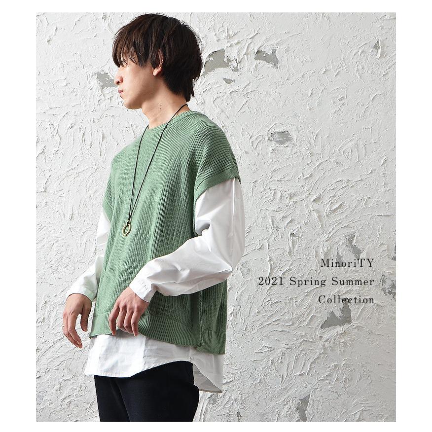 シャツ メンズ 長袖 長袖シャツ メンズ 重ね着風 メンズ レイヤード風トップス ニットベスト メンズ ビッグシルエット メンズ カジュアルシャツ メンズ 春服 春 Minority Yahoo 店 通販 Yahoo ショッピング