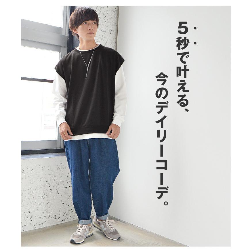 レディース ベスト リブトップス シャツ風Tシャツ 重ね着風トップス